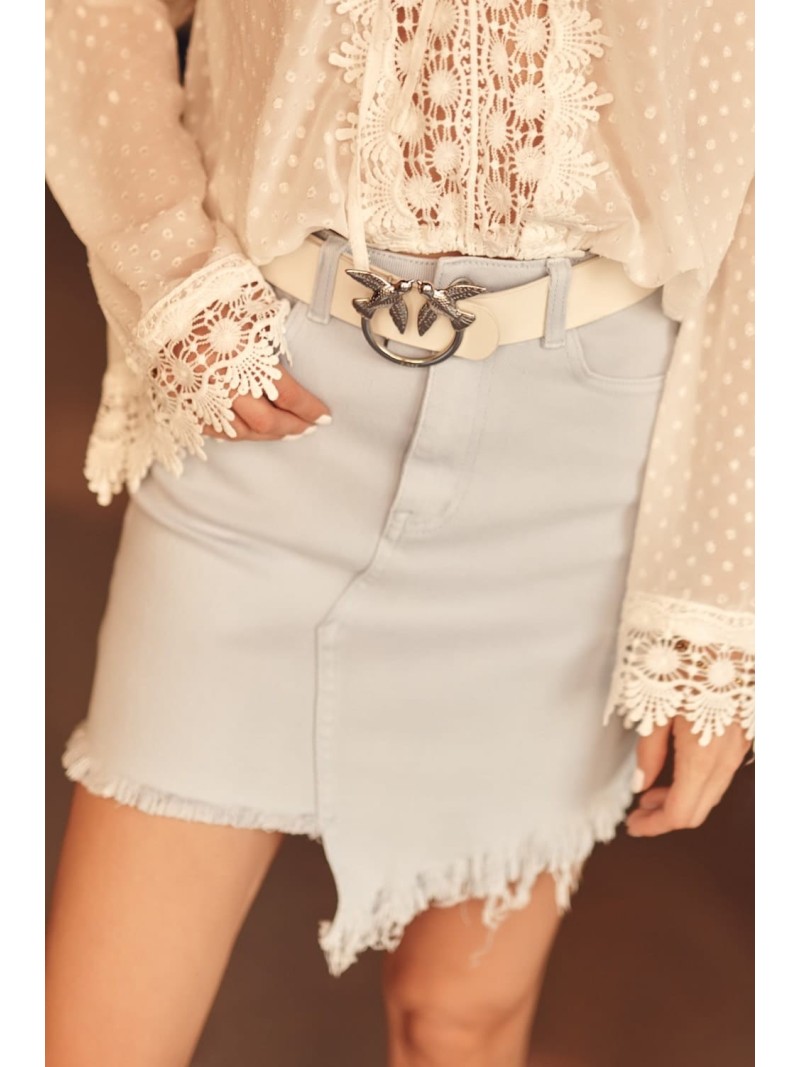 Denim skirt with frayed bottom, blue 5017 - Online store - Boutique